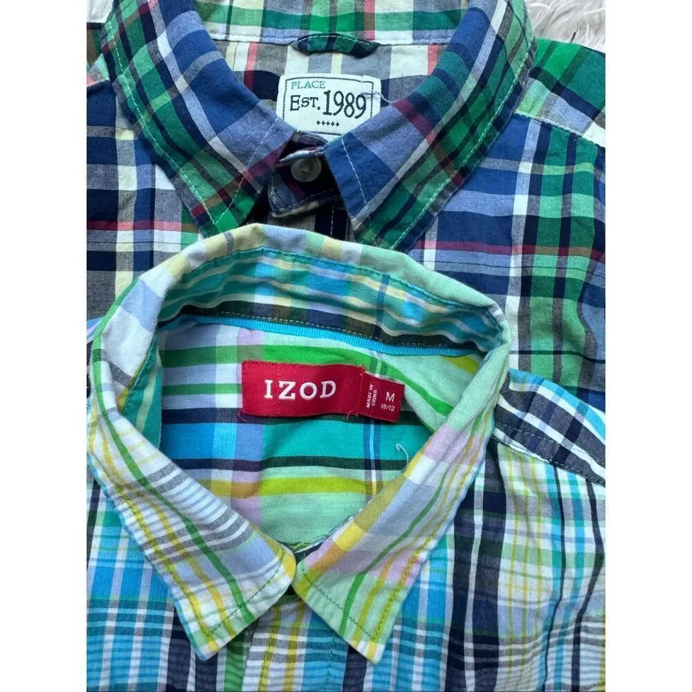 3 piece boys button down plaid shirt bundle size 10-12 by The Children’s Place,